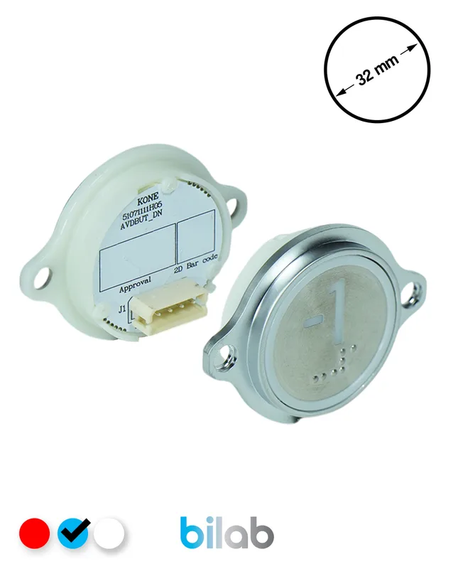 KONE KM863052G065H071 KDS STD BUTON, MAVİ, YUVARLAK, KULAKLI, SBS.-1