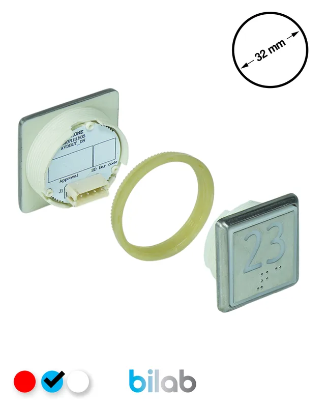 KONE KM863051G065H023 KDS STD BUTON, MAVİ, KARE, SOMUNLU, SBS.23