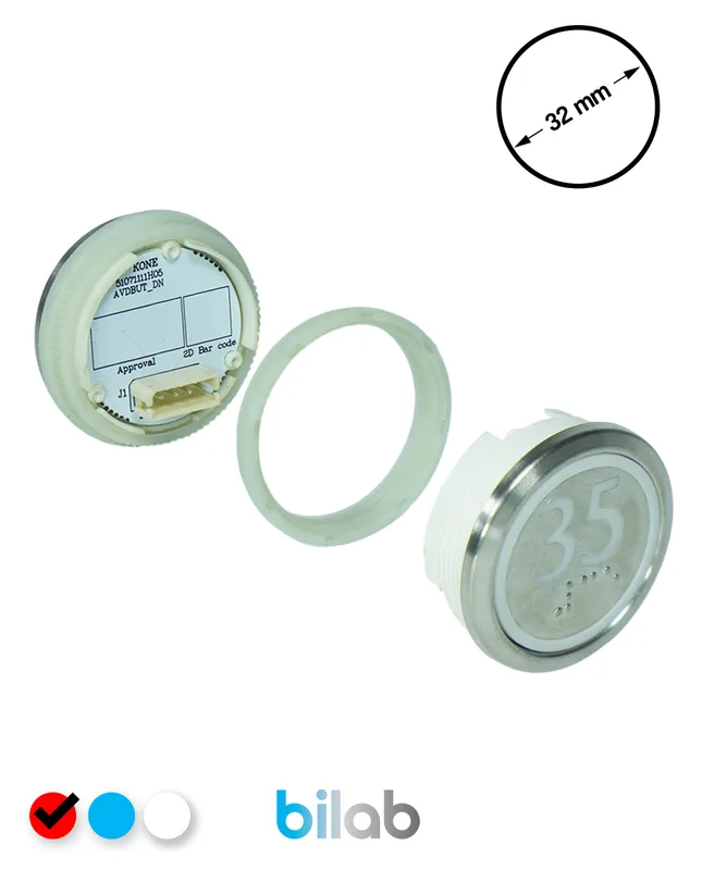 KONE KM863050G069H035 KDS STD BUTON, KIRMIZI, YUVARLAK, SOMUNLU, SBS.35