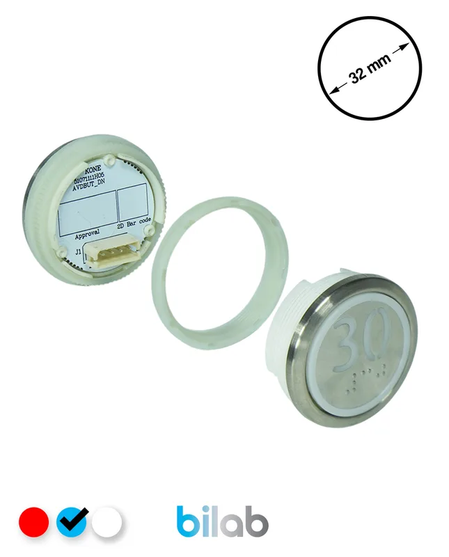 KONE KM863050G065H030 KDS STD BUTON, MAVİ, YUVARLAK, SOMUNLU, SBS.30