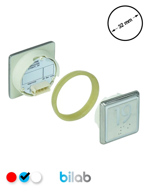 KONE KM863051G065H019 KDS STD BUTON, MAVİ, KARE, SOMUNLU, SBS.19