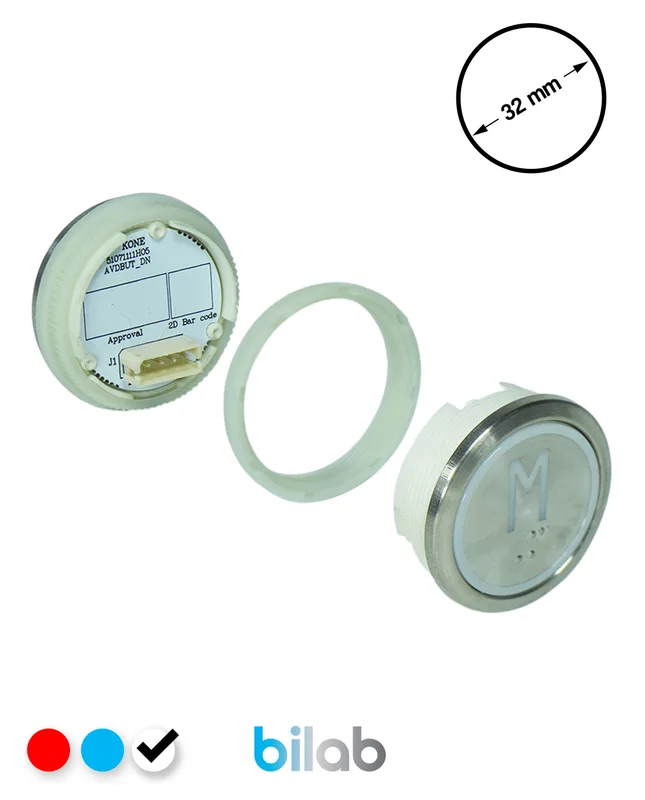 KONE KM863050G081H132 KDS STD BUTON, BEYAZ, YUVARLAK, SOMUNLU, SBS.M
