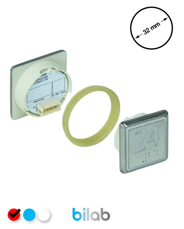 KONE KM863051G069H024 KDS STD BUTON, KIRMIZI, KARE, SOMUNLU, SBS.24