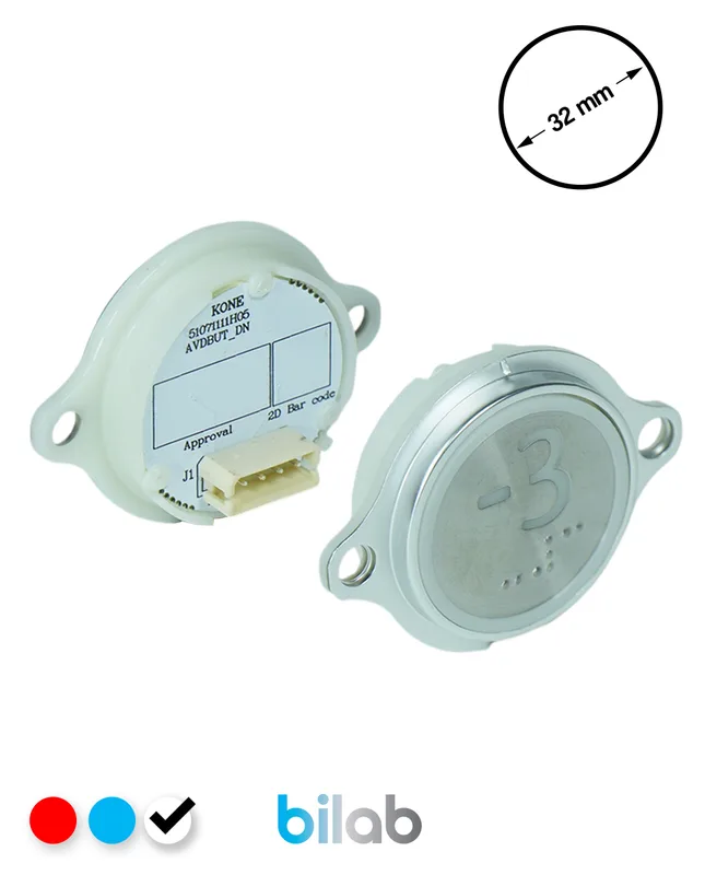 KONE KM863052G081H073 KDS STD BUTON, BEYAZ, YUVARLAK, KULAKLI, SBS.-3