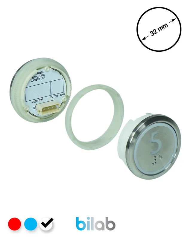 KONE KM863050G081H005 KDS STD BUTON, BEYAZ, YUVARLAK, SOMUNLU, SBS.5