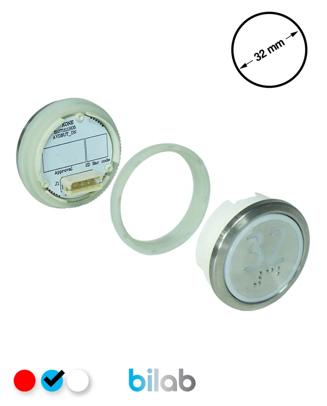 KONE KM863050G065H032 KDS STD BUTON, MAVİ, YUVARLAK, SOMUNLU, SBS.32