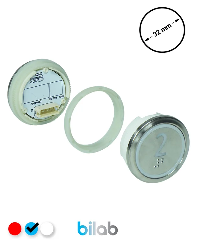 KONE KM863050G065H002 KDS STD BUTON, MAVİ, YUVARLAK, SOMUNLU, SBS.2