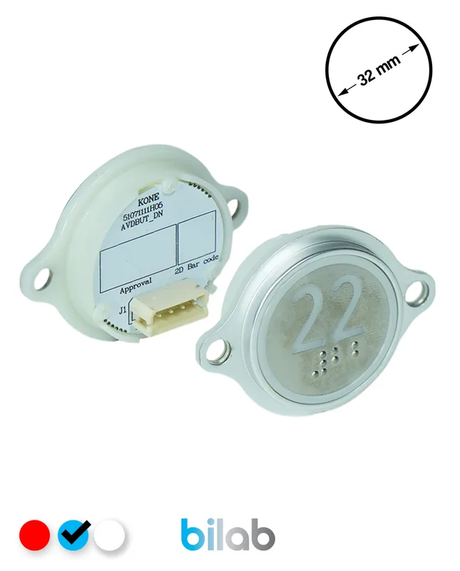 KONE KM863052G065H022 KDS STD BUTON, MAVİ, YUVARLAK, KULAKLI, SBS.22