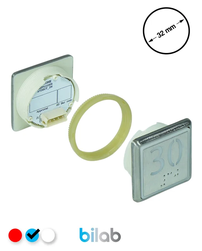 KONE KM863051G065H030 KDS STD BUTON, MAVİ, KARE, SOMUNLU, SBS.30