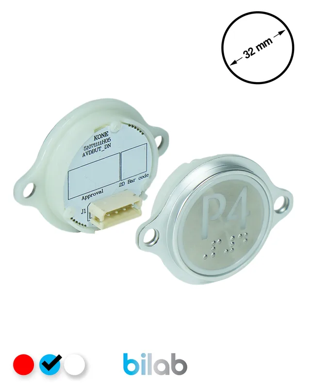 KONE KM863052G065H254 KDS STD BUTON, MAVİ, YUVARLAK, KULAKLI, SBS.P4
