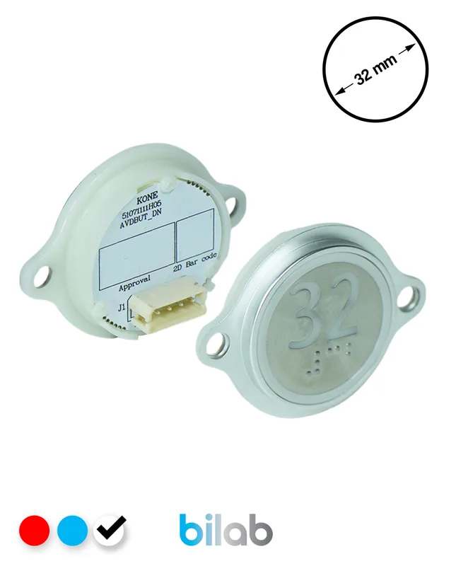 KONE KM863052G081H032 KDS STD BUTON, BEYAZ, YUVARLAK, KULAKLI, SBS.32
