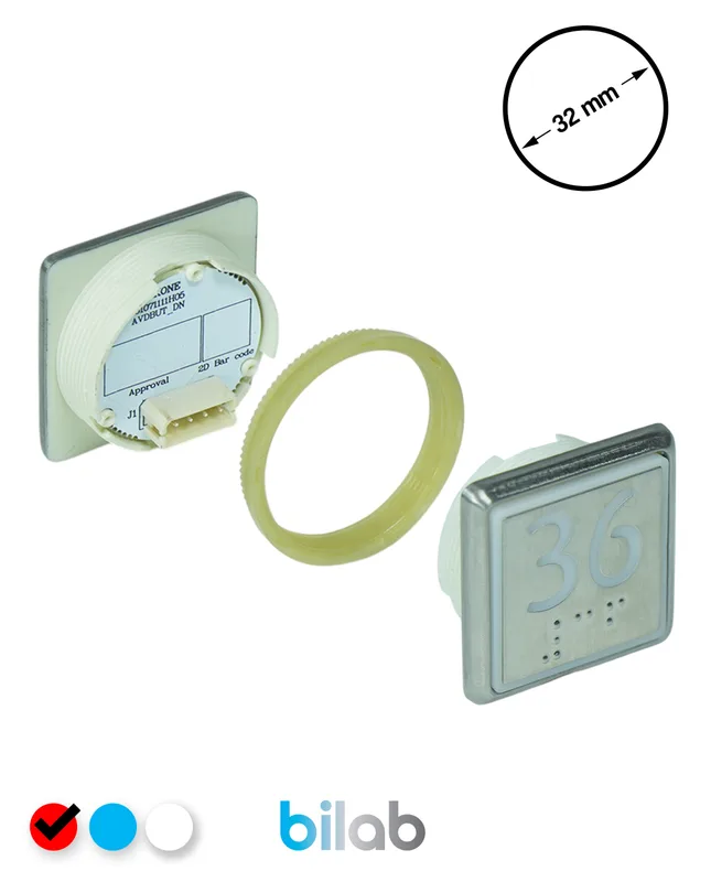 KONE KM863051G069H036 KDS STD BUTON, KIRMIZI, KARE, SOMUNLU, SBS.36