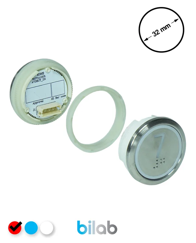 KONE KM863050G069H007 KDS STD BUTON, KIRMIZI, YUVARLAK, SOMUNLU, SBS.7
