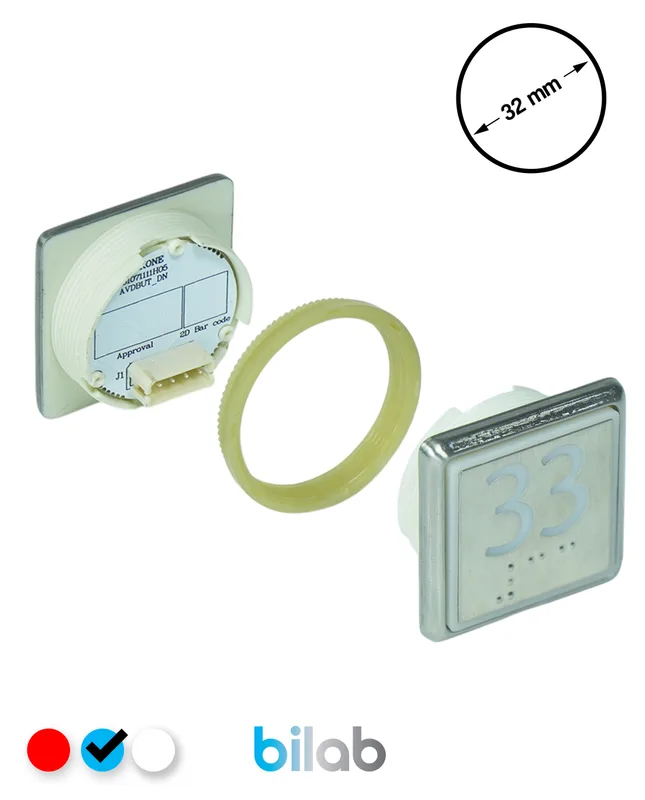 KONE KM863051G065H033 KDS STD BUTON, MAVİ, KARE, SOMUNLU, SBS.33