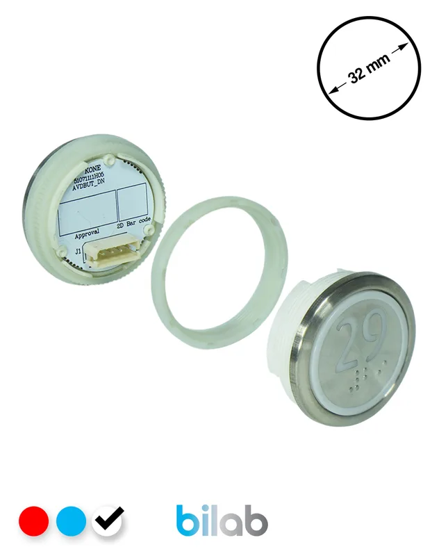 KONE KM863050G081H029 KDS STD BUTON, BEYAZ, YUVARLAK, SOMUNLU, SBS.29