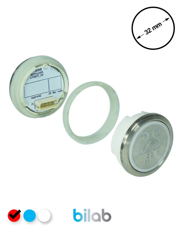 KONE KM863050G069H028 KDS STD BUTON, KIRMIZI, YUVARLAK, SOMUNLU, SBS.28