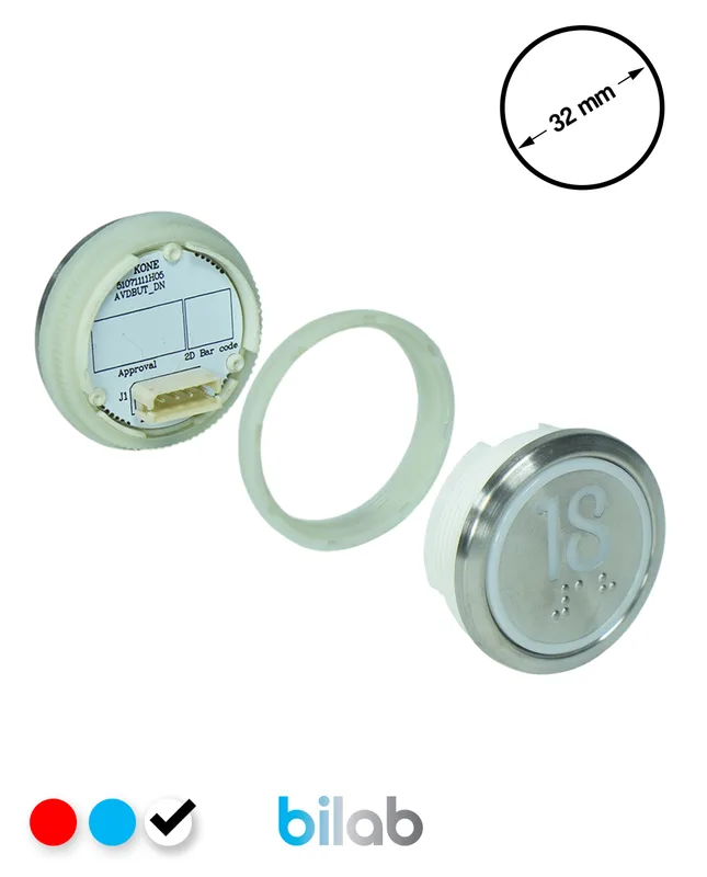 KONE KM863050G081H018 KDS STD BUTON, BEYAZ, YUVARLAK, SOMUNLU, SBS.18