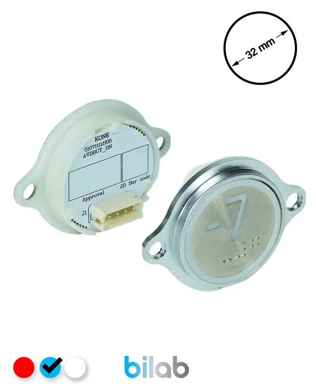 KONE KM863052G065H077 KDS STD BUTON, MAVİ, YUVARLAK, KULAKLI, SBS.-7