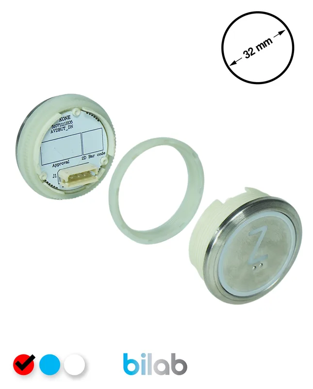 KONE KM863050G069H145 KDS STD BUTON, KIRMIZI, YUVARLAK, SOMUNLU, SBS.Z