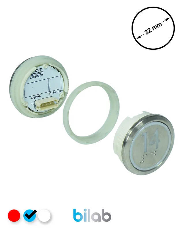 KONE KM863050G065H014 KDS STD BUTON, MAVİ, YUVARLAK, SOMUNLU, SBS.14