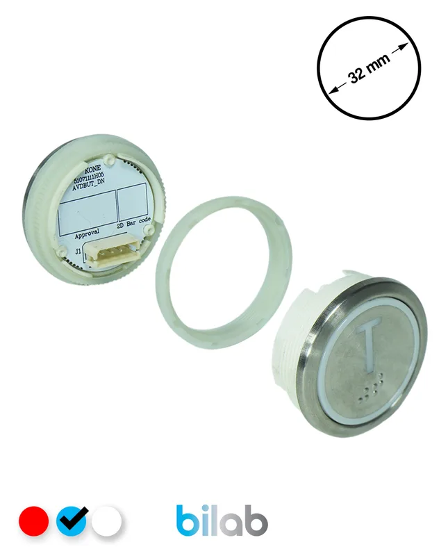 KONE KM863050G065H139 KDS STD BUTON, MAVİ, YUVARLAK, SOMUNLU, SBS.T