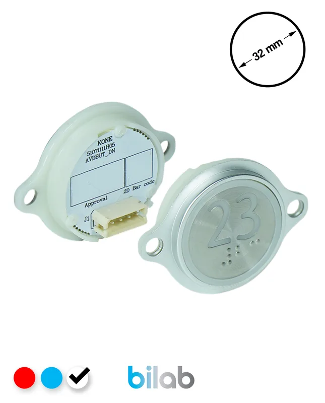 KONE KM863052G081H023 KDS STD BUTON, BEYAZ, YUVARLAK, KULAKLI, SBS.23