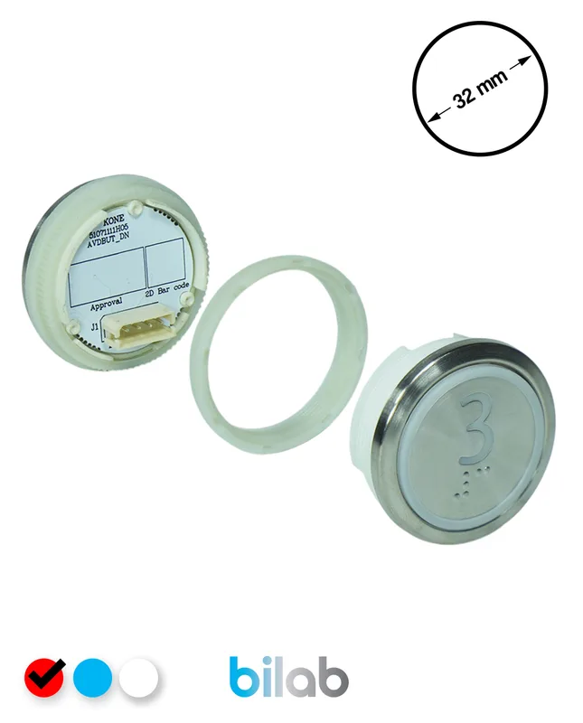 KONE KM863050G069H003 KDS STD BUTON, KIRMIZI, YUVARLAK, SOMUNLU, SBS.3