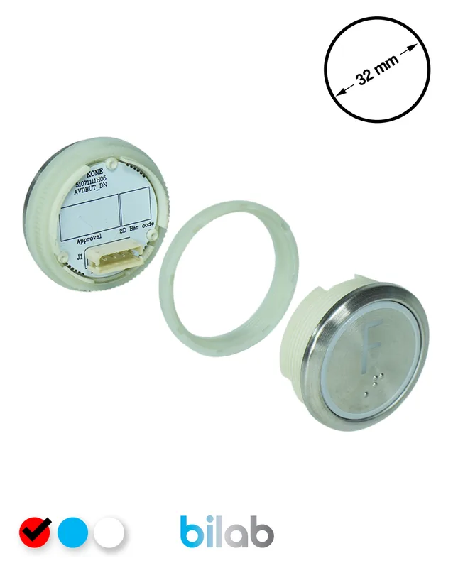 KONE KM863050G069H125 KDS STD BUTON, KIRMIZI, YUVARLAK, SOMUNLU, SBS.F