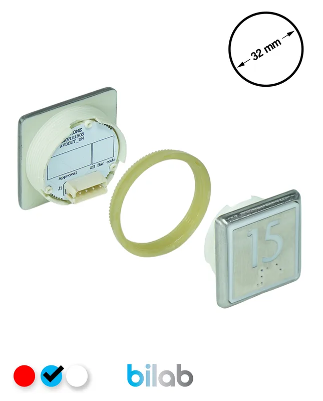 KONE KM863051G065H015 KDS STD BUTON, MAVİ, KARE, SOMUNLU, SBS.15