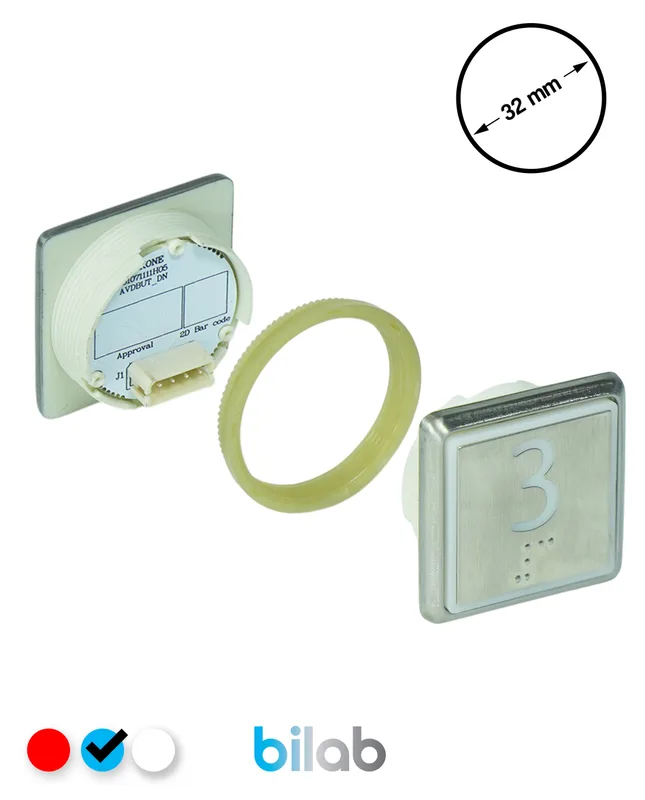 KONE KM863051G065H003 KDS STD BUTON, MAVİ, KARE, SOMUNLU, SBS.3