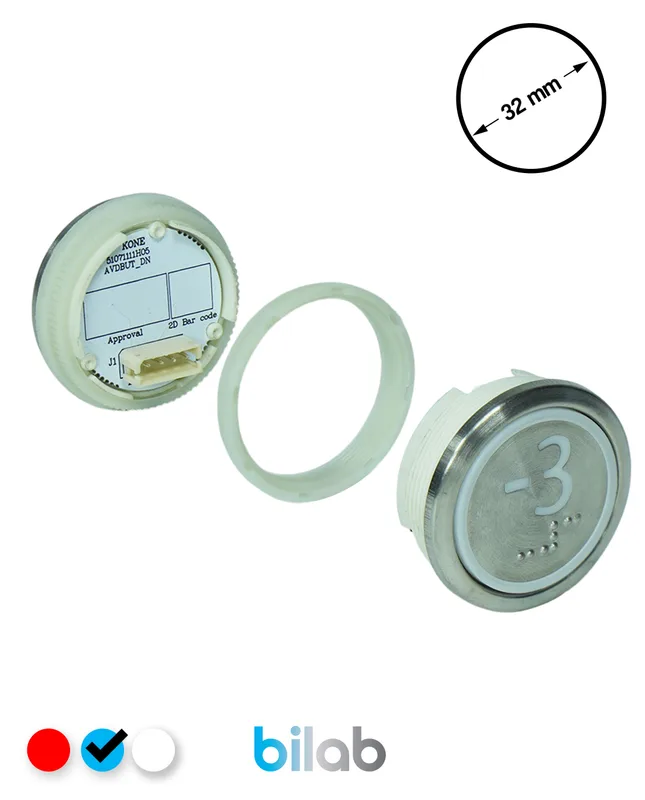 KONE KM863050G065H073 KDS STD BUTON, MAVİ, YUVARLAK, SOMUNLU, SBS.-3