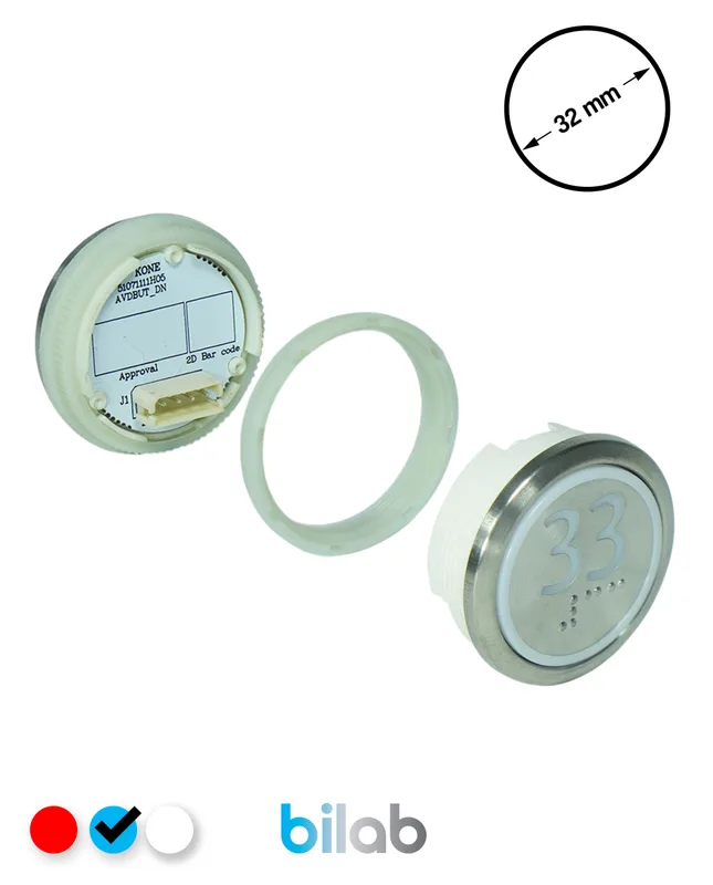 KONE KM863050G065H033 KDS STD BUTON, MAVİ, YUVARLAK, SOMUNLU, SBS.33