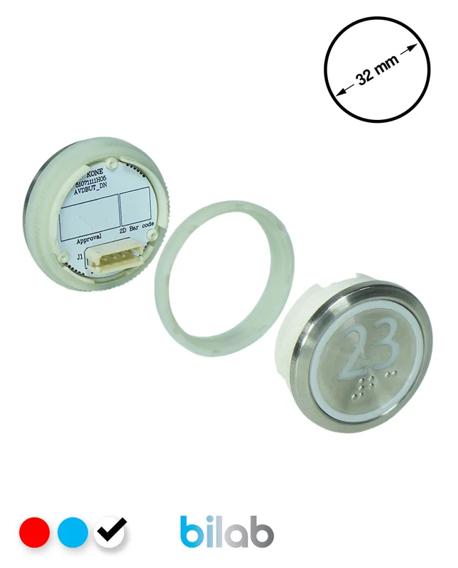 KONE KM863050G081H023 KDS STD BUTON, BEYAZ, YUVARLAK, SOMUNLU, SBS.23