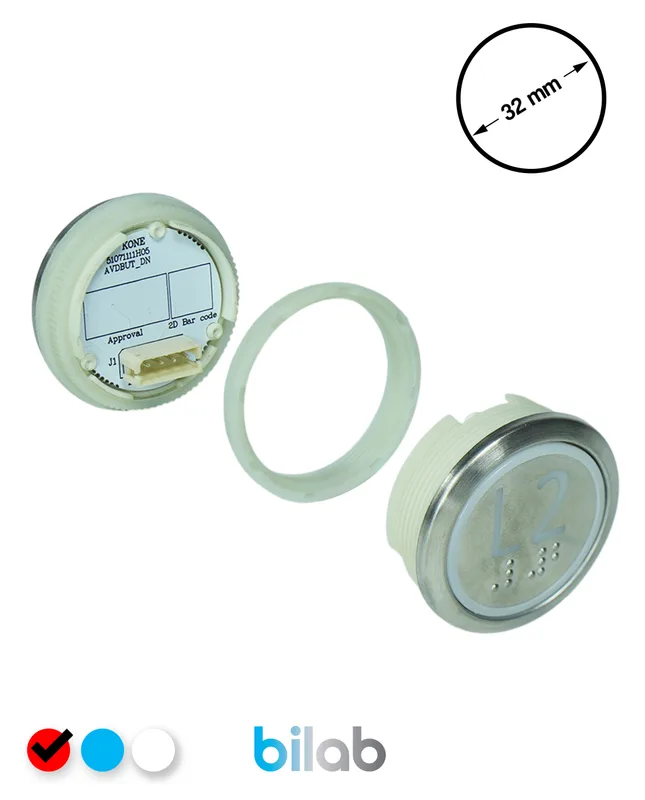 KONE KM863050G069H202 KDS STD BUTON, KIRMIZI, YUVARLAK, SOMUNLU, SBS.L2