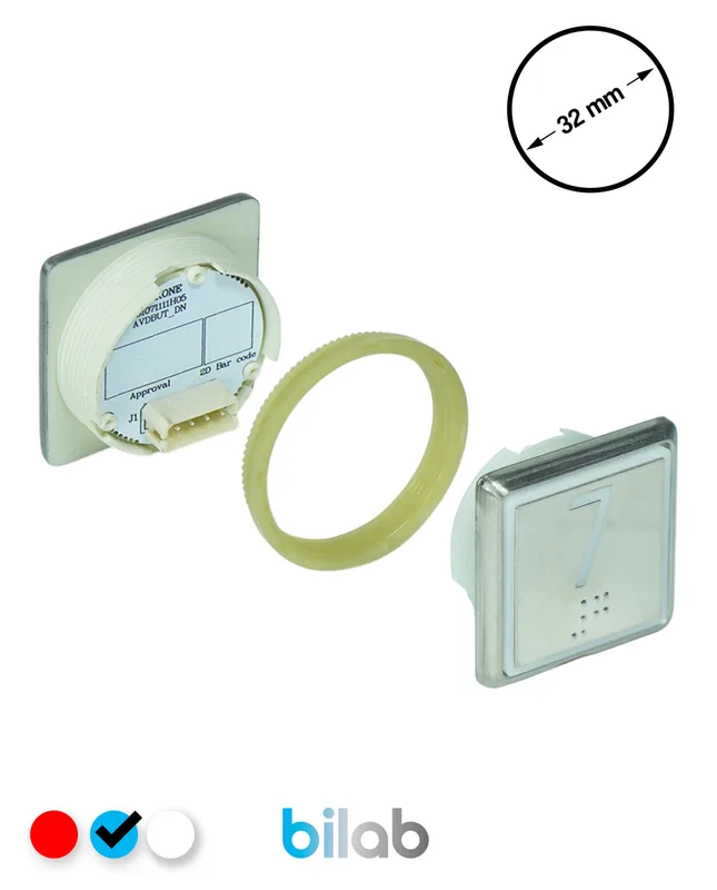 KONE KM863051G065H007 KDS STD BUTON, MAVİ, KARE, SOMUNLU, SBS.7