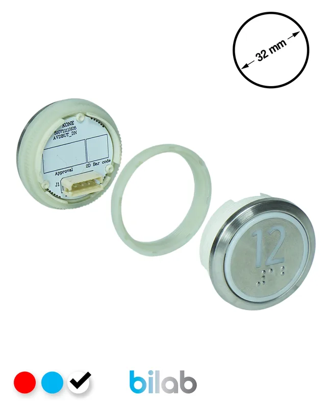 KONE KM863050G081H012 KDS STD BUTON, BEYAZ, YUVARLAK, SOMUNLU, SBS.12