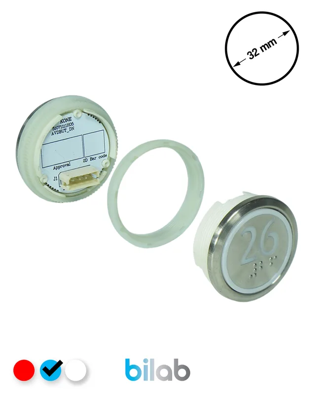 KONE KM863050G065H026 KDS STD BUTON, MAVİ, YUVARLAK, SOMUNLU, SBS.26