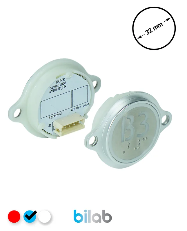 KONE KM863052G065H173 KDS STD BUTON, MAVİ, YUVARLAK, KULAKLI, SBS.B3