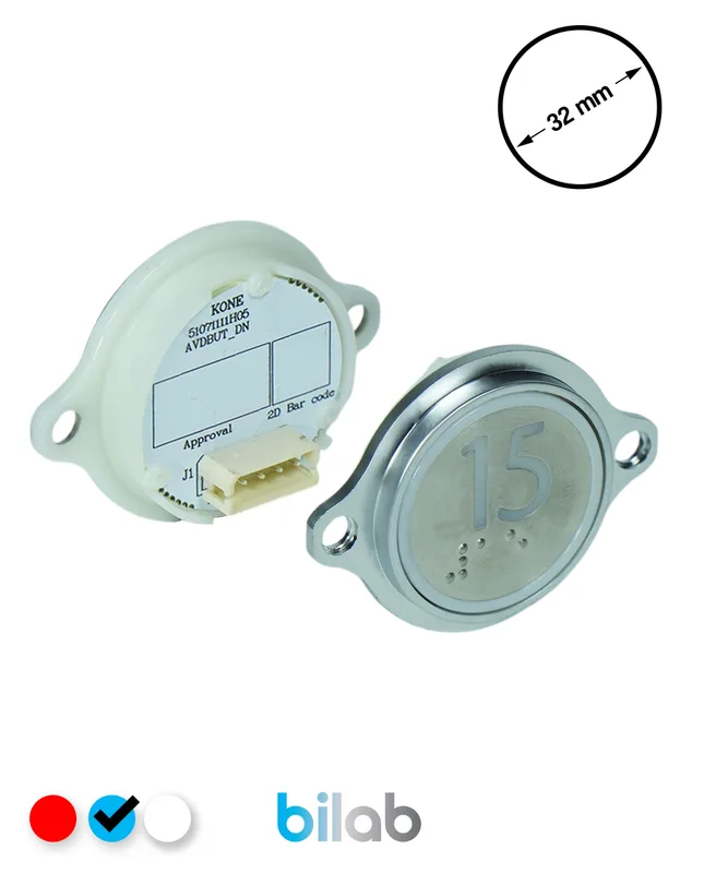 KONE KM863052G065H015 KDS STD BUTON, MAVİ, YUVARLAK, KULAKLI, SBS.15