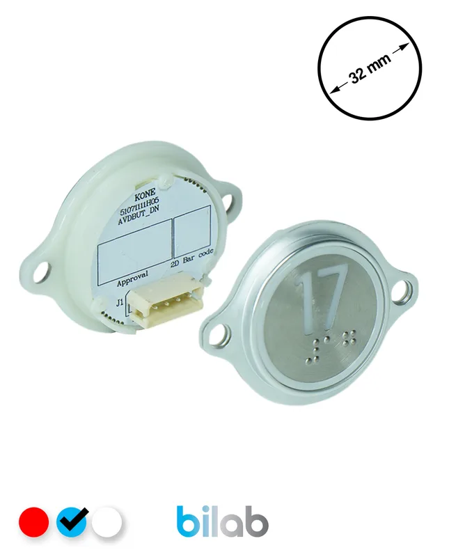 KONE KM863052G065H017 KDS STD BUTON, MAVİ, YUVARLAK, KULAKLI, SBS.17