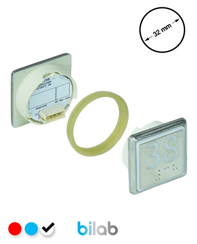 KONE KM863051G081H038 KDS STD BUTON, BEYAZ, KARE, SOMUNLU, SBS.38