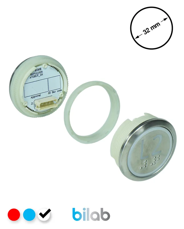KONE KM863050G081H202 KDS STD BUTON, BEYAZ, YUVARLAK, SOMUNLU, SBS.L2