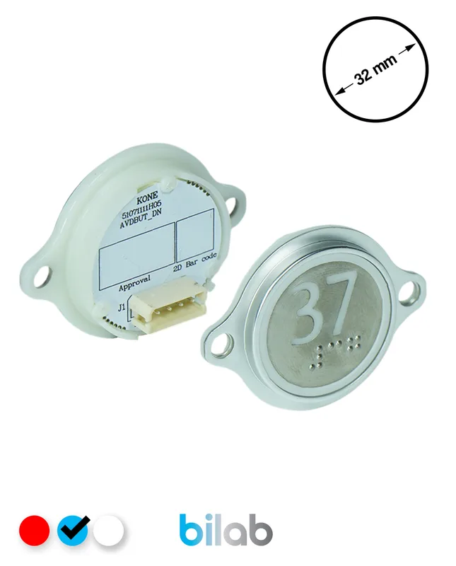 KONE KM863052G065H037 KDS STD BUTON, MAVİ, YUVARLAK, KULAKLI, SBS.37