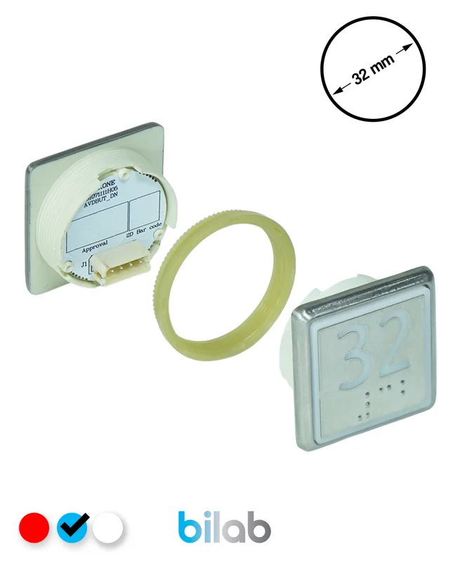 KONE KM863051G065H032 KDS STD BUTON, MAVİ, KARE, SOMUNLU, SBS.32