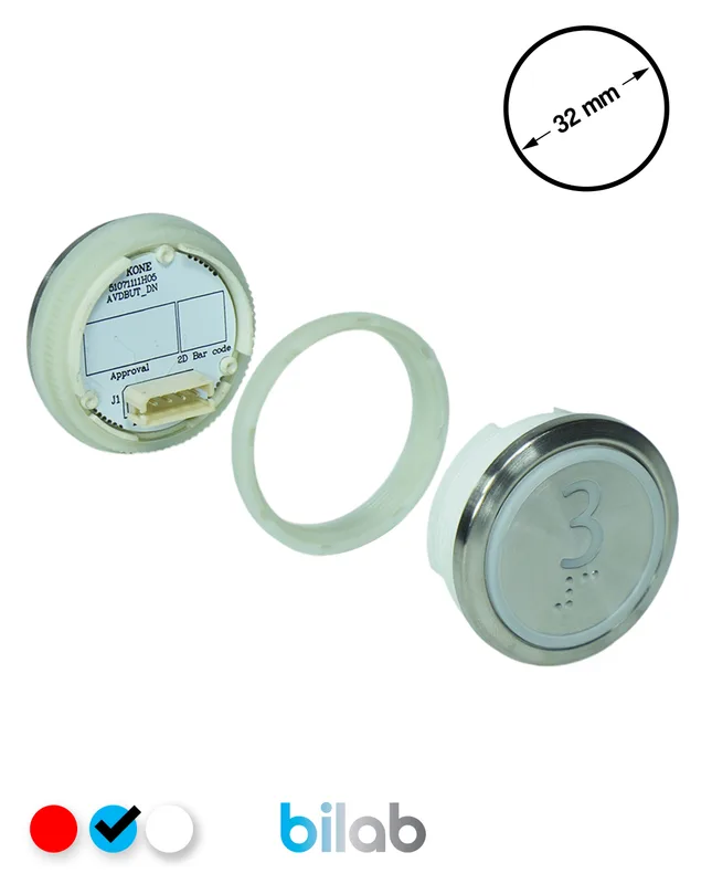 KONE KM863050G065H003 KDS STD BUTON, MAVİ, YUVARLAK, SOMUNLU, SBS.3