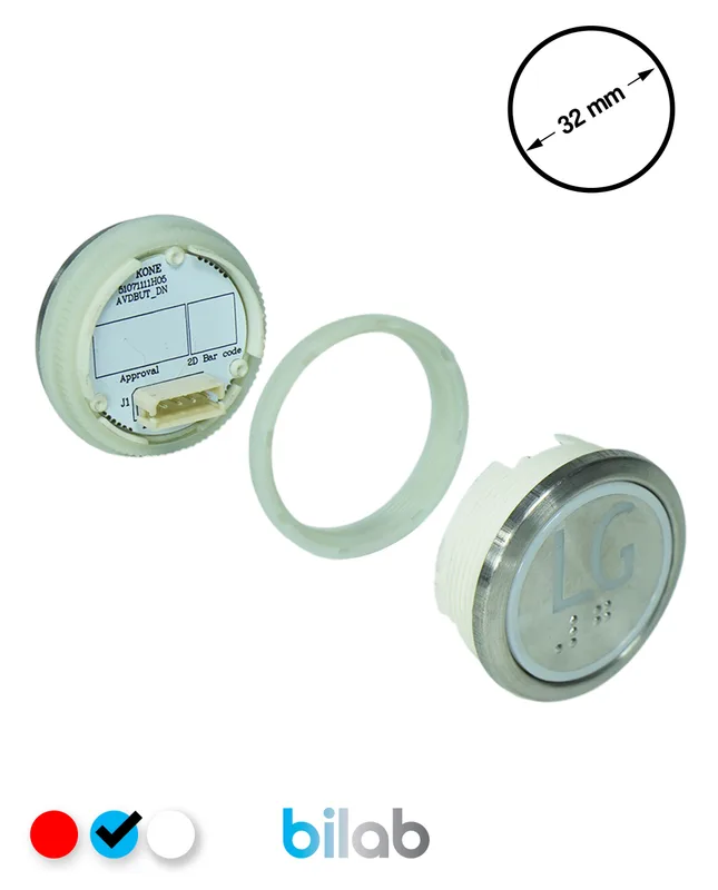 KONE KM863050G065H152 KDS STD BUTON, MAVİ, YUVARLAK, SOMUNLU, SBS.LG