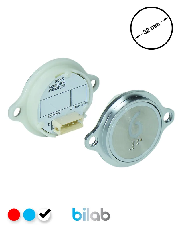 KONE KM863052G081H006 KDS STD BUTON, BEYAZ, YUVARLAK, KULAKLI, SBS.6