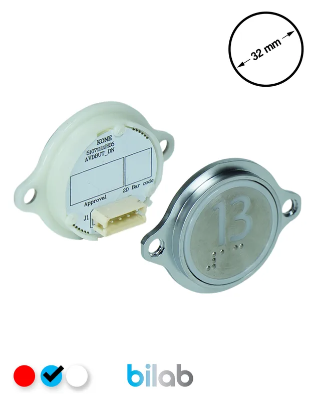 KONE KM863052G065H013 KDS STD BUTON, MAVİ, YUVARLAK, KULAKLI, SBS.13