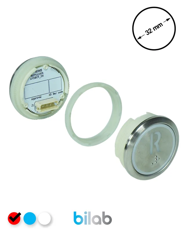 KONE KM863050G069H137 KDS STD BUTON, KIRMIZI, YUVARLAK, SOMUNLU, SBS.R
