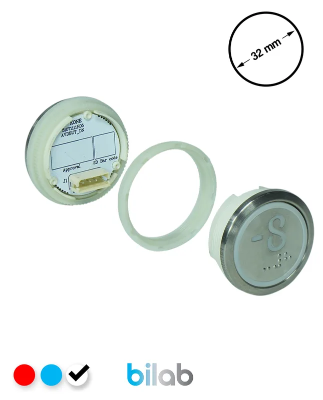 KONE KM863050G081H078 KDS STD BUTON, BEYAZ, YUVARLAK, SOMUNLU, SBS.-8